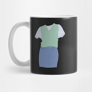 Sweater vest and jean skirt Mug